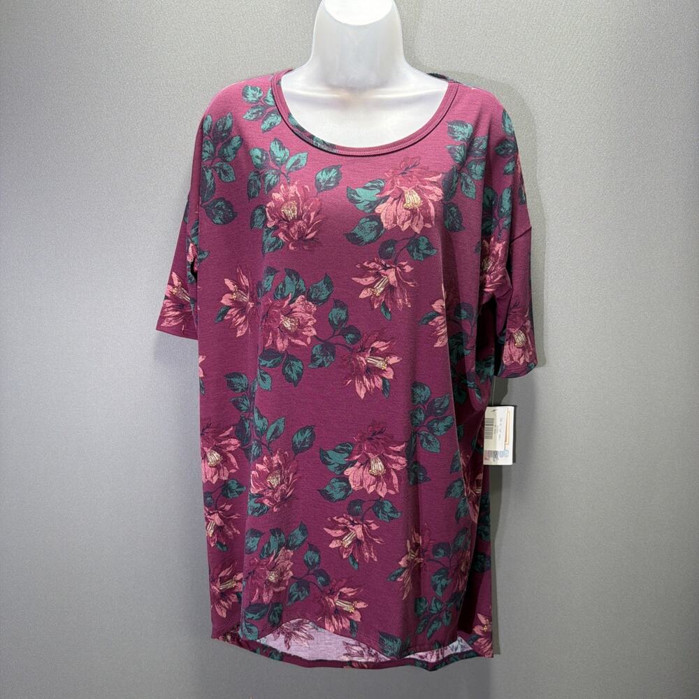 LuLaRoe Irma Tunic Medium Floral Purple Soft NEW With Tags